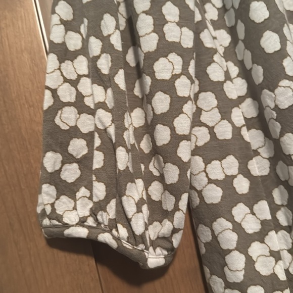 Boden Peasant Tunic blouse Womens 12 wool blend Tan/White long sleeves office - Picture 5 of 7